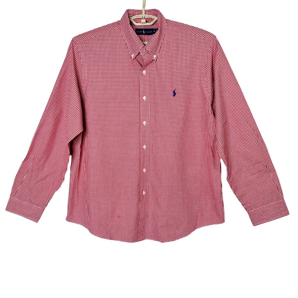 Ralph Lauren Red & White Check Cotton Button Front Shirt - XL